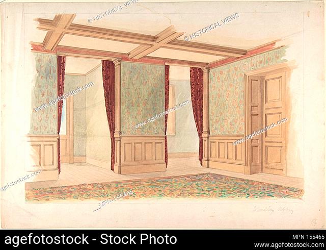 Whitley Abbey, interior. Artist: John Gregory Crace (British, London 1809-1889 Dulwich) , and Son; Artist: John Dibblee Crace (British