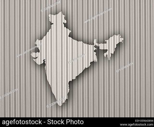 Karte von Indien auf Wellblech - Map of India on corrugated iron