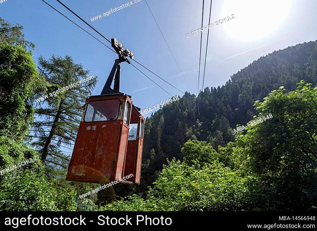 Old cable car, gondola, Parcines, South Tyrol, Italy