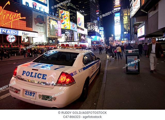Police car in Times Square, New York City, USA