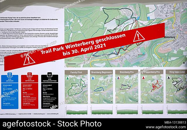 December 7th, 2020, Winterberg, Sauerland, North Rhine-Westphalia, Germany, Trail Park Winterberg closed, no winter sports in Winterberg during the corona...