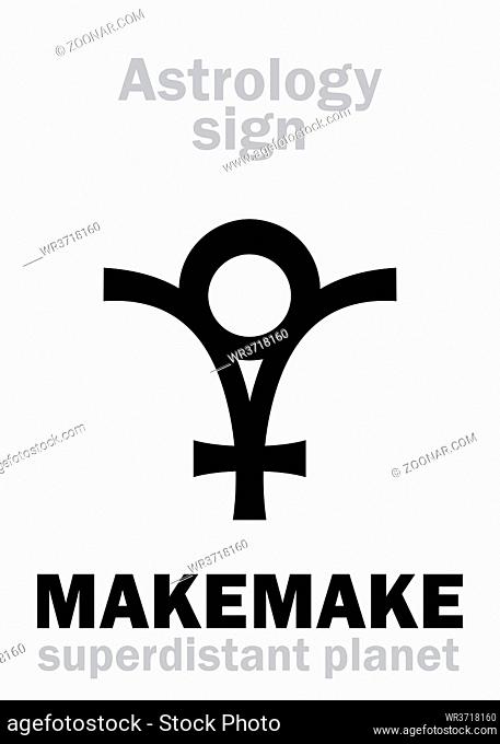 Astrology Alphabet: MAKEMAKE (Rapa Nuï deity), superdistant dwarf planet. Hieroglyphics character sign (symbol of the Polynesian god the creator of humanity)