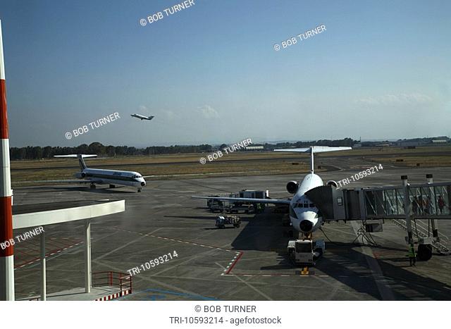 Passengers Boarding Aircraft via Ramp Catania Airport Sicily Italy