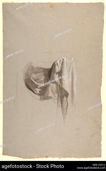 Drapery Study for Figure Holding Crown (middle register); study for wall paintings in the Chapel of Saint Remi, Sainte-Clotilde, Paris, 1858