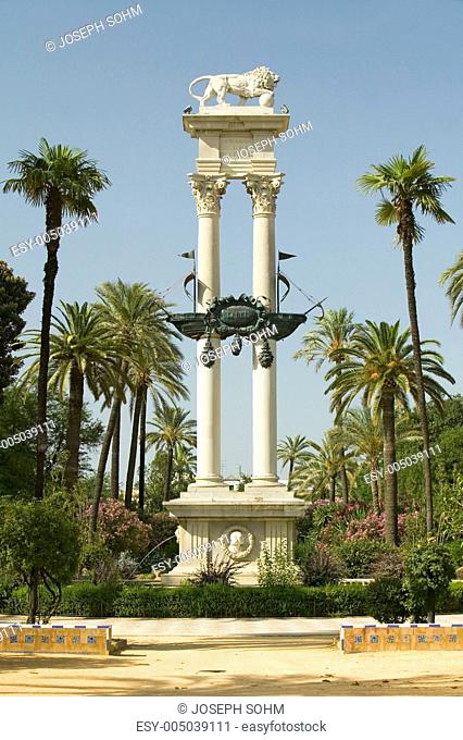 Columbus monument - Monumento a Coln, a tribute to Christopher Columbus the Discover of the New World, commissioned in 1911 by King Alfonso XIII in Sevilla