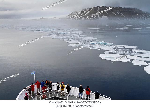 The Lindblad Expedition ship National Geographic Explorer in the Svalbard Archipelago, Norway