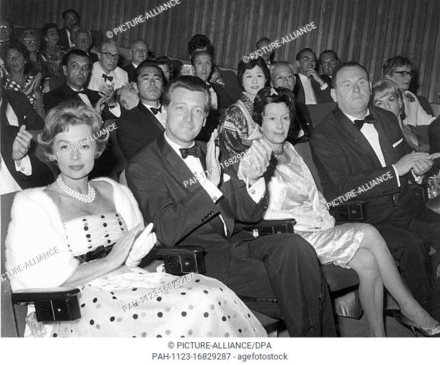 (L-r): Lilli Plamer and husband Carlos Thompson, Lil Dagover, Gerd Fröbe and Ingrid van Bergern during the opening of the XI International Film Festival in...