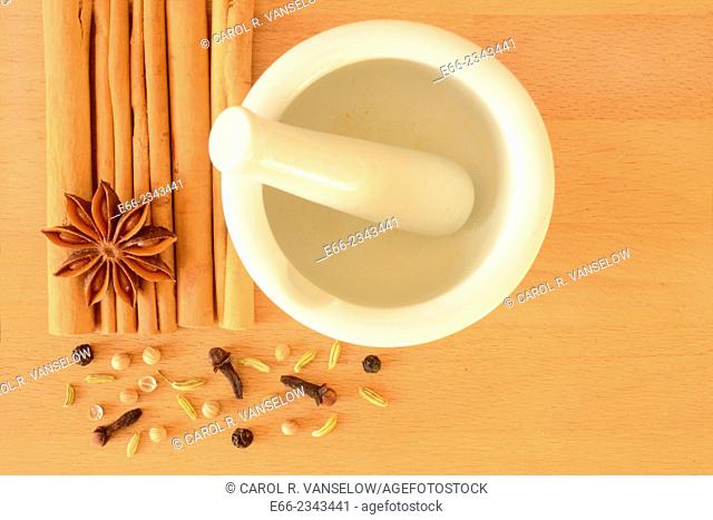 Although this spice melange is usually called Chinese Five Spice, it usually consists of 6-8 spices: cinnamon, star anise, black pepper, fennel