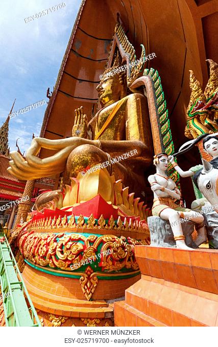 gigantic buddha in wat tham sua in kanchanaburi; thailand