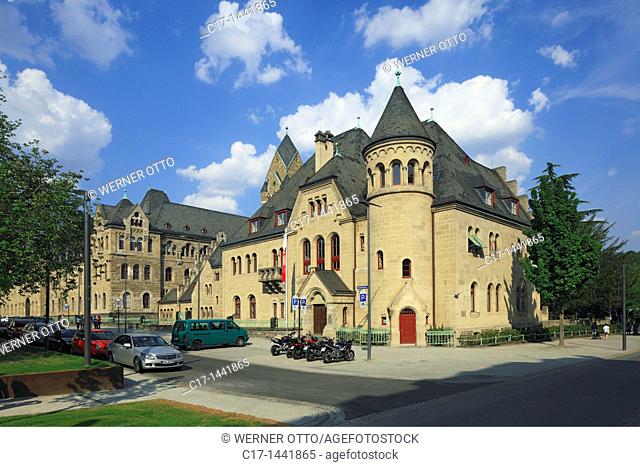 Germany. Koblenz, Rhine, Moselle, Maifeld, Eifel, Hunsrueck, Westerwald, Rhineland-Palatinate, former Prussian governmental building