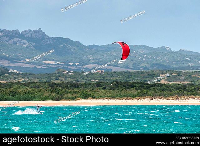Kitesurfing at Porto Pollo in Sardinia