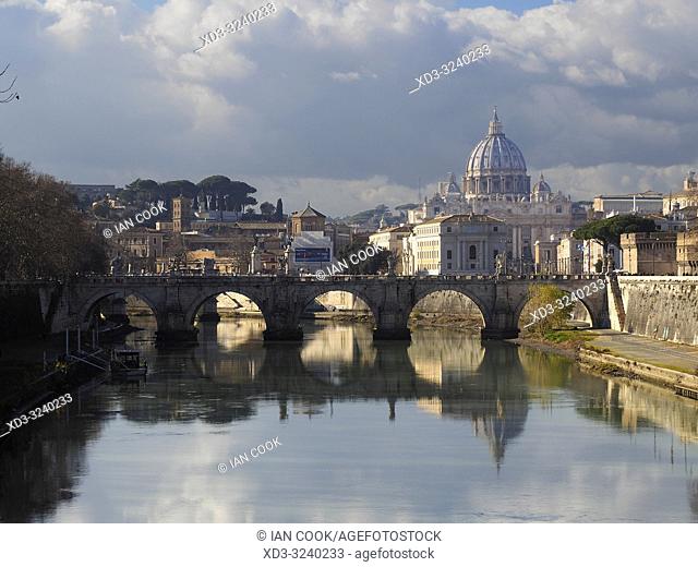 Tiber River and Saint Peter's Basilica, Rome, Italy