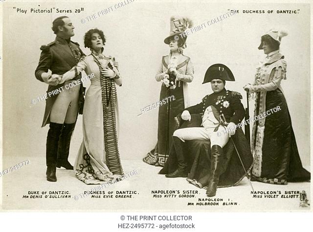 Members of the cast of The Duchess of Dantzic, c1903. Denis O'Sullivan as the Duke of Dantzic, Evie Greene as the Duchess of Dantzic
