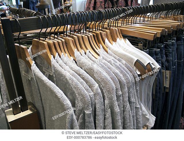 Tees hirts on a store rack