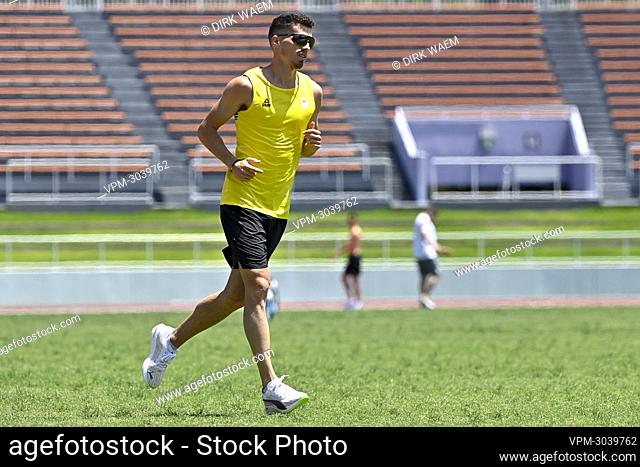 Belgian athlete Jonathan Borlee pictured in action during a training session in preparation of the 'Tokyo 2020 Olympic Games' in Mito