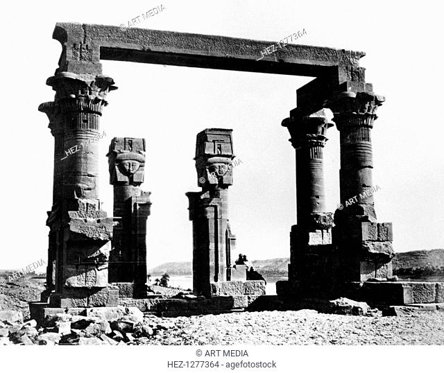 Kiosk of Qertassi, Nubia, Egypt, 1878. This temple is dedicated to the Pharaoh Rameses II and the Ancient Egyptian gods Amun and Anuket