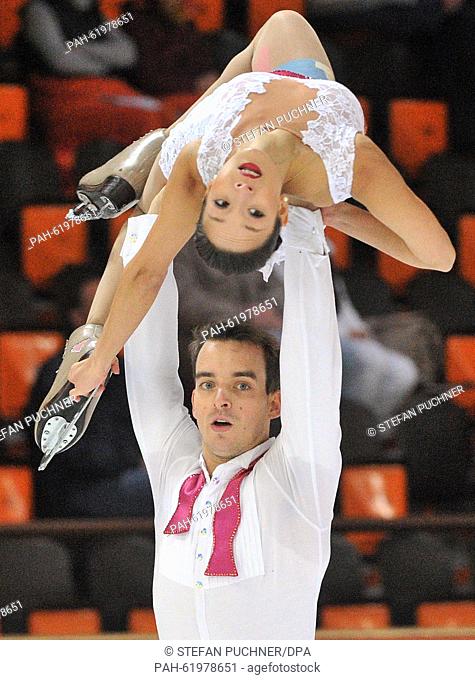 Mari Vartmann and Ruben Blommaert of Germany in action at the Nebelhorn Trophy figure skating competition in Oberstdorf, Germany, 25 September 2015