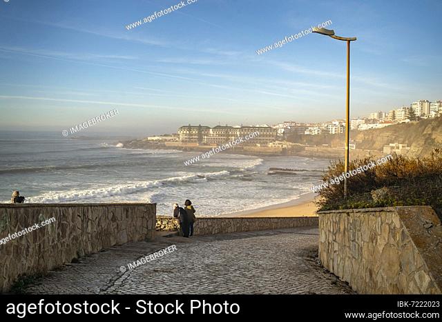 Beautiful urban South Beach and Baleia Beach in Ericeira, north from Lisbon, Portugal, Europe