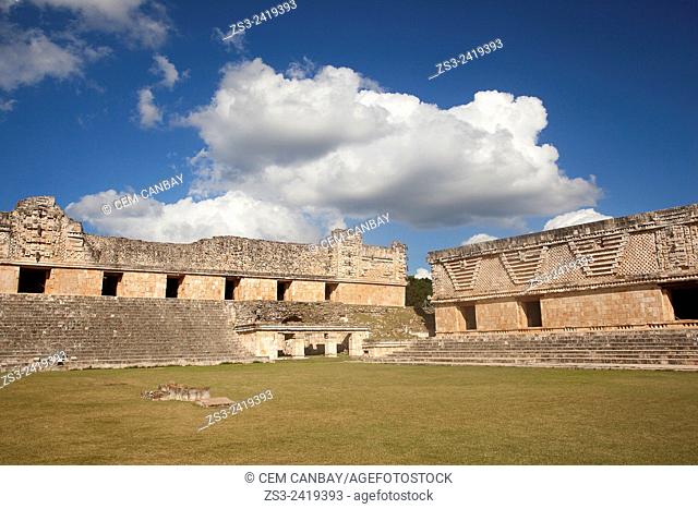 Quadrangle Of The Nuns in Uxmal ruins, Prehispanic Mayan city of Uxmal Archaeological Site, Yucatan Province, Mexico, Central America