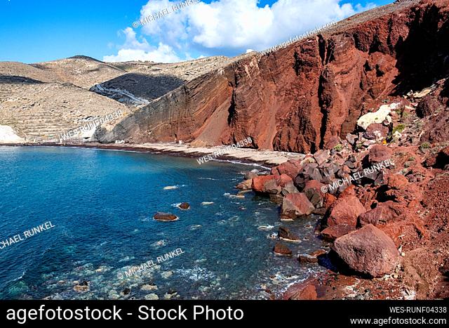 Greece, Santorini, Volcanic landscape of Red Beach