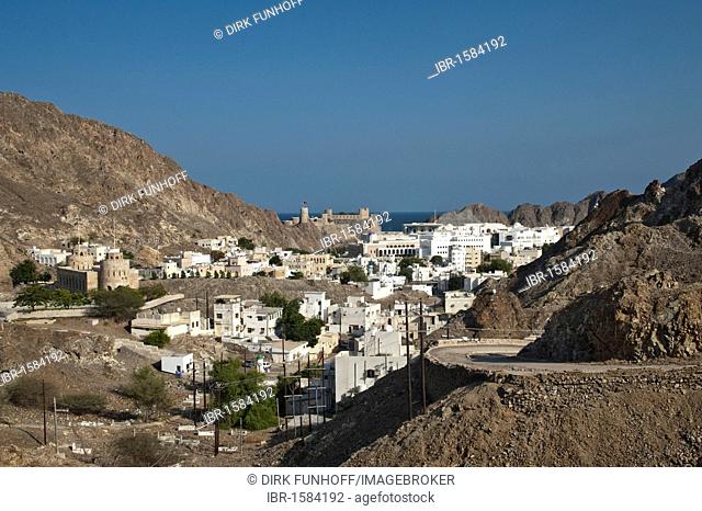 View of Muscat from the old pass road, Oman, Middle East