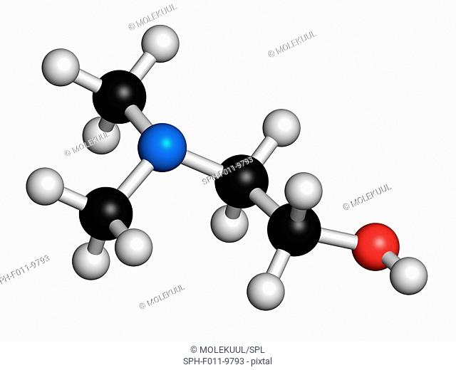 Dimethylaminoethanol (dimethylethanolamine, DMEA, DMAE) molecule. May have beneficial effects on health, including lifespan increase