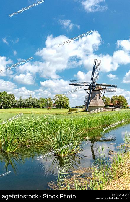 Drainage mill called De Snip, Workum, Friesland, Netherlands