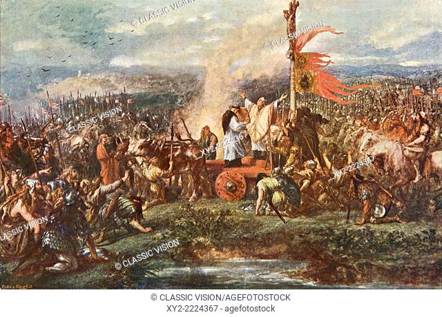 The Battle of the Standard, aka the Battle of Northallerton, 22 August 1138, Cowton Moor near Northallerton, Yorkshire, England