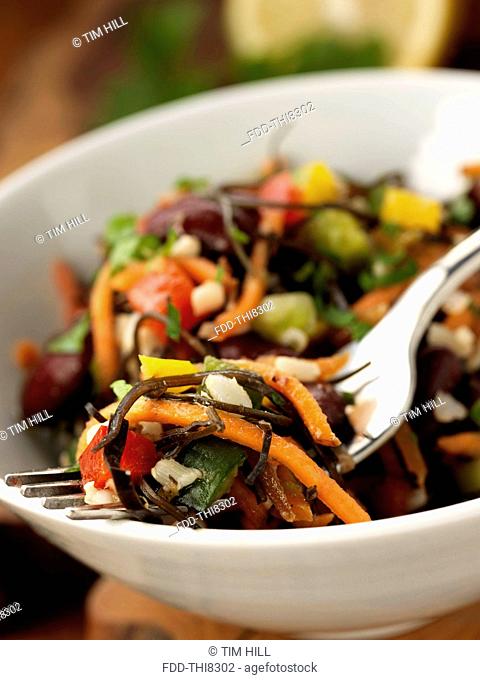 A bowl of vegetarian seaweed salad