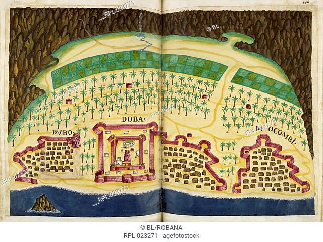 Fort of Doba, Whole plan Plan of the fort of Doba, with the fortified settlements of Dubo, and Mocombi Image taken from Livro do Estado da India Oriental