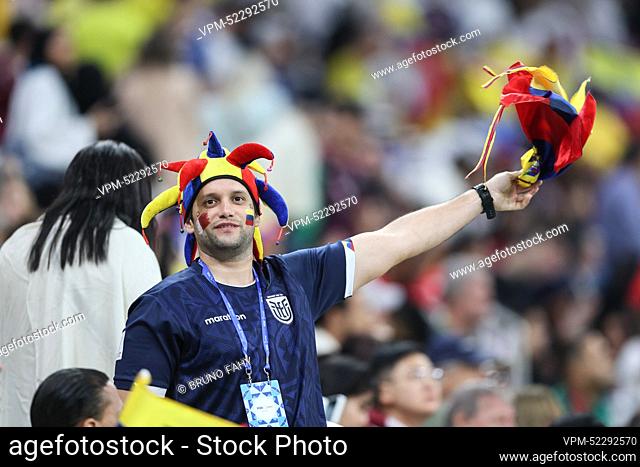 Illustration picture shows fans during a soccer game between Qatar and Ecuador, the opening match of the 2022 FIFA World Cup soccer in Al Khor