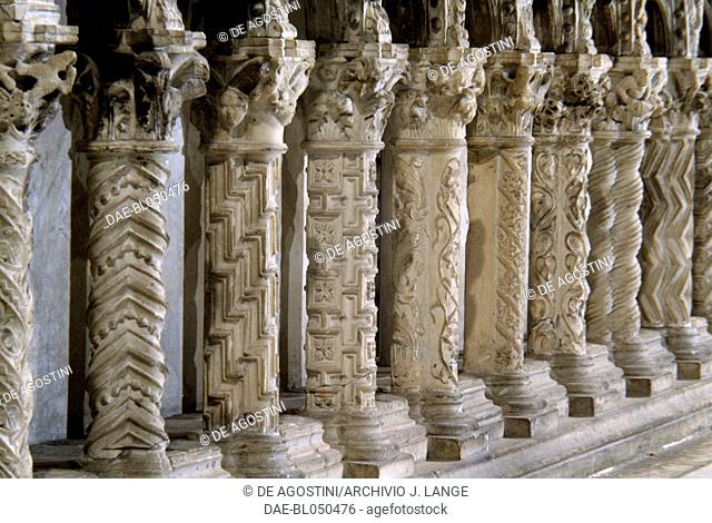 Columns of the main altar in the Basilica of St Clare, by Giovanni and Pacio Bertini, detail, historic centre of Naples (UNESCO World Heritage List, 1995)