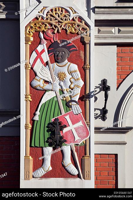 Bas-relief on the House of the Blackheads in Riga, Latvia