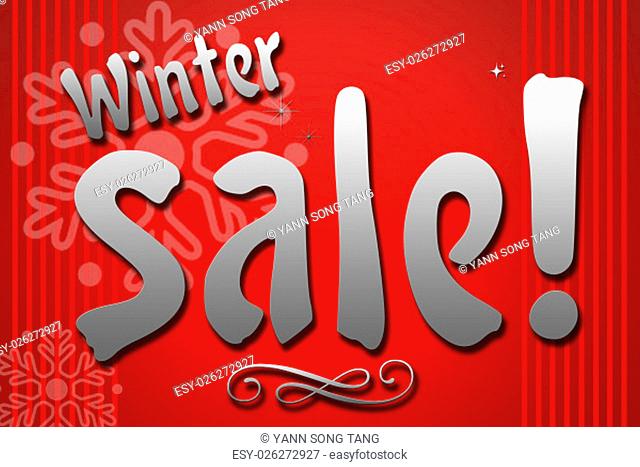 Winter Sale combine by sparkle star with red background