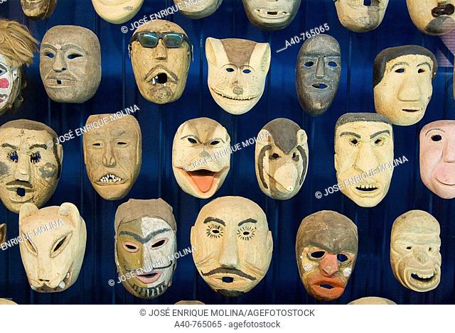 Paraguay. Asunción city. Museum of Barro.Colección Paraguayan traditional wooden masks