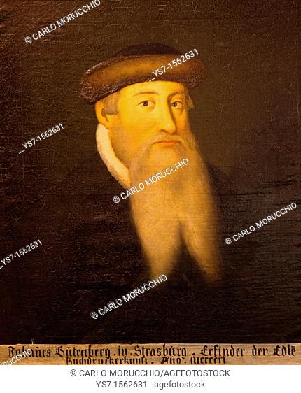 Gutenberg portrait, oil on canvas at Gutenberg museum in Meinz, Germany, Europe