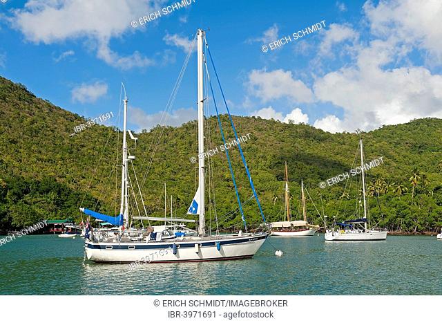 Boats in the harbour, Marigot Bay, Castries, Saint Lucia