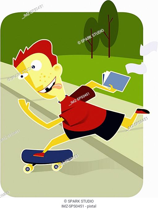 A boy on a skateboard
