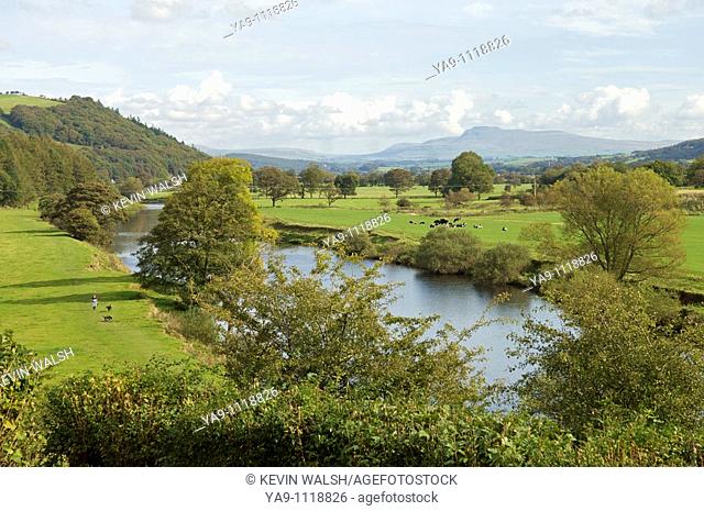 View from Crook O' Lune beauty spot in Lancashire looking towards Pen-y-Ghent in the Yorkshire Dales