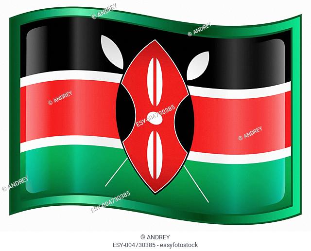Kenya Flag Icon, isolated on white background