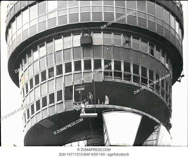 Oct. 10, 1971 - Explosion on the 31st Floor of the London post office tower : At about 4' 0 clock this morning a big expressed took place on the 31st floor of...