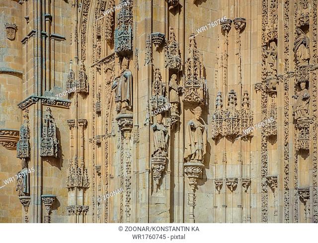 Architectural details of New cathedral in Salamanca, Spain