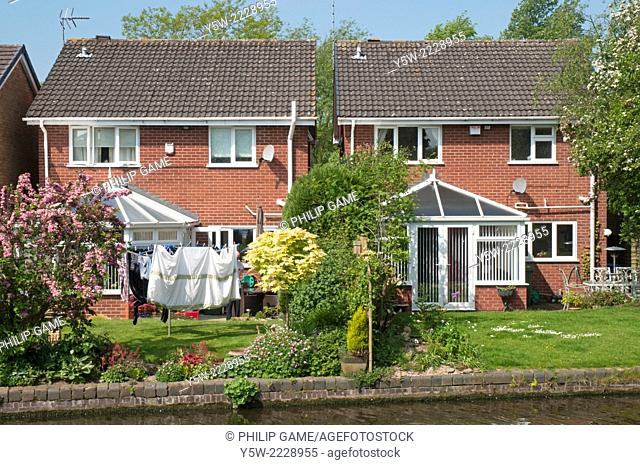 Homes alongside the Staffordshire and Worcestershire Canal in the Black Country, England