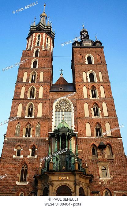 Poland, Cracow, St Marys church, low angle view