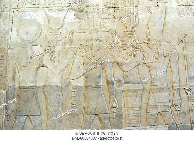 Relief, Temple of Sobek and Haroeris, Kom Ombo, Egypt. Egyptian civilisation, Ptolemaic Kingdom, Hellenistic Era, Lagide Dynasty