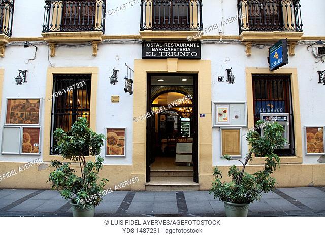 Facade of the Restaurant El Triunfo de Cordoba, Andalusia, Spain
