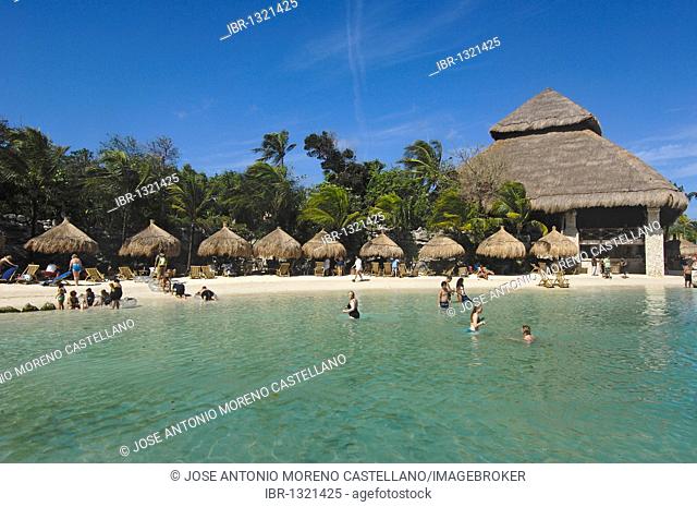 Beach area, Xcaret, Eco-archeological park, Playa del Carmen, Quintana Roo state, Mayan Riviera, Yucatan Peninsula, Mexico