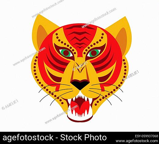 Tiger head icon in flat cartoon style, logo design. Year of the Tiger  Chinese New Year 2022, Stock Vector, Vector And Low Budget Royalty Free  Image. Pic. ESY-059937068 | agefotostock