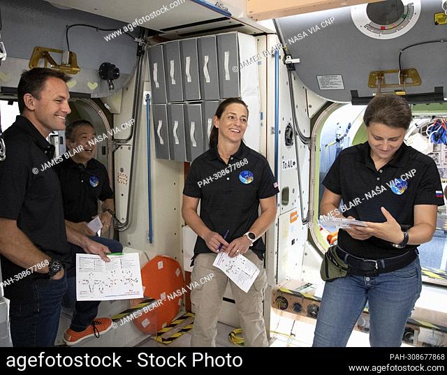From left to right: NASA Astronaut Josh Cassada, JAXA astronaut Koichi Wakata, NASA Astronaut Nicole Mann, and Roscosmos cosmonaut Anna Kikina prepare for the...