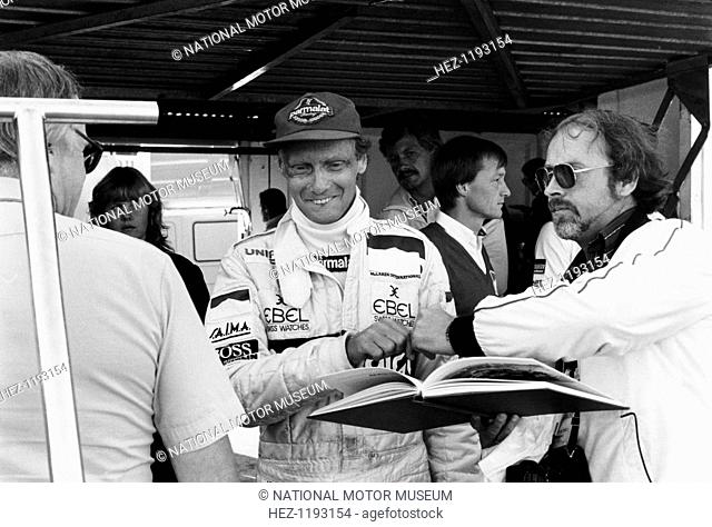 Niki Lauda, F1 driver for Marlboro McLaren, at the European Grand Prix, Brands Hatch, Kent, 1983. Lauda's first stint in Formula One lasted from 1971 to 1979